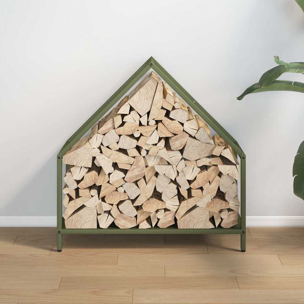 Rastrelliera per Legna da Ardere Verde Oliva 60x25x60 cm - homemem39