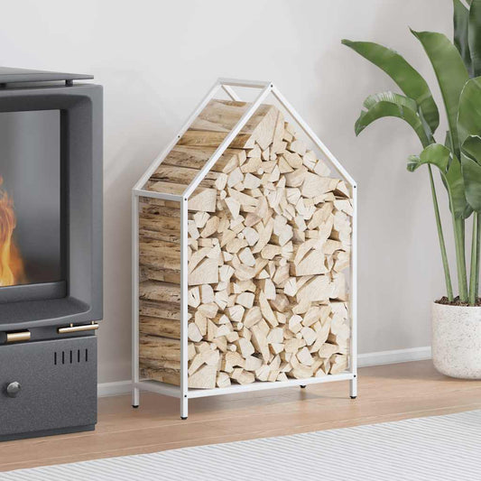Rastrelliera per Legna da Ardere Bianca 60x25x90 cm - homemem39