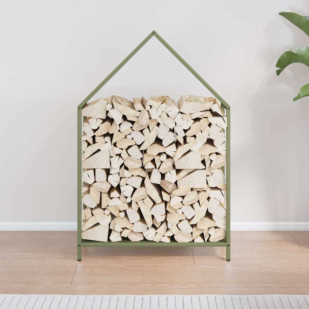 Rastrelliera per Legna da Ardere Verde Oliva 60x25x90 cm - homemem39