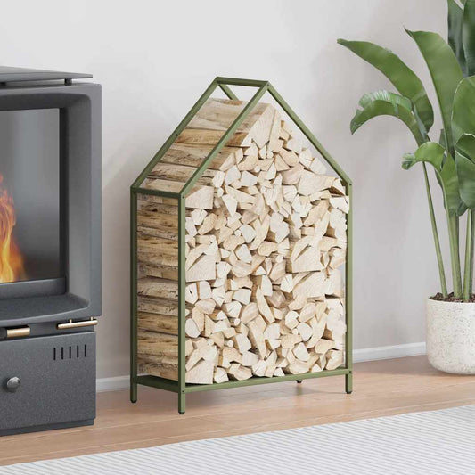 Rastrelliera per Legna da Ardere Verde Oliva 60x25x90 cm - homemem39