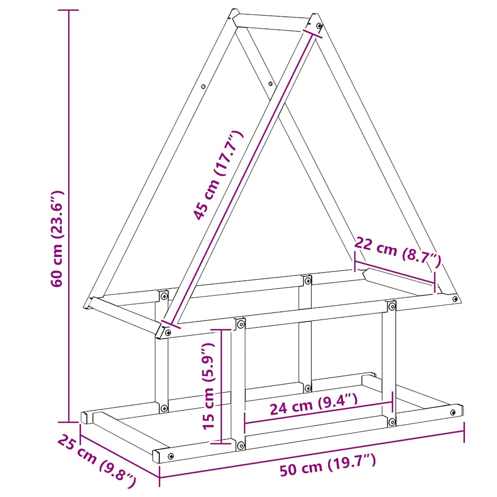 Rastrelliera per Legna da Ardere Bianca 50x25x60 cm - homemem39