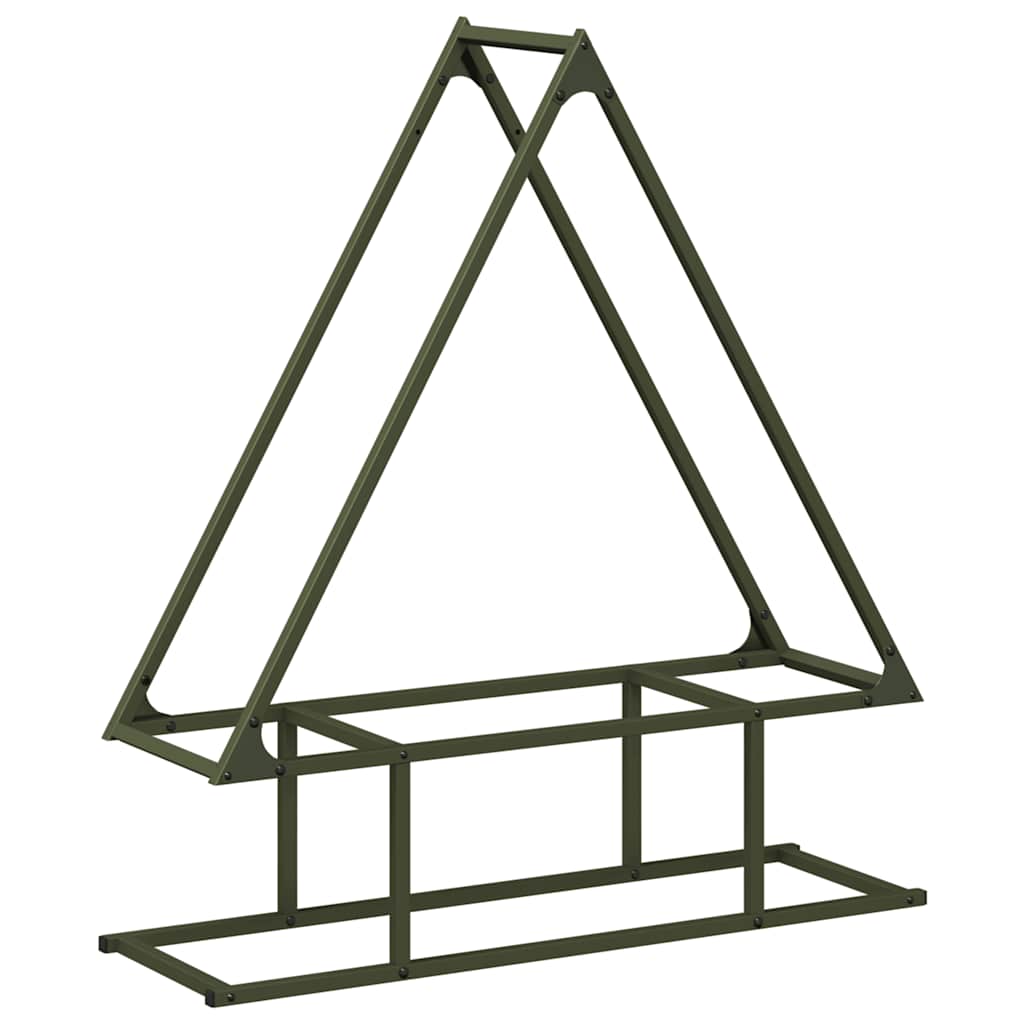 Rastrelliera per Legna da Ardere Verde Oliva 80x25x90 cm - homemem39