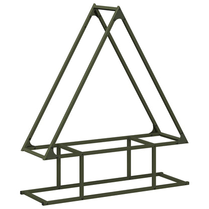Rastrelliera per Legna da Ardere Verde Oliva 80x25x90 cm - homemem39