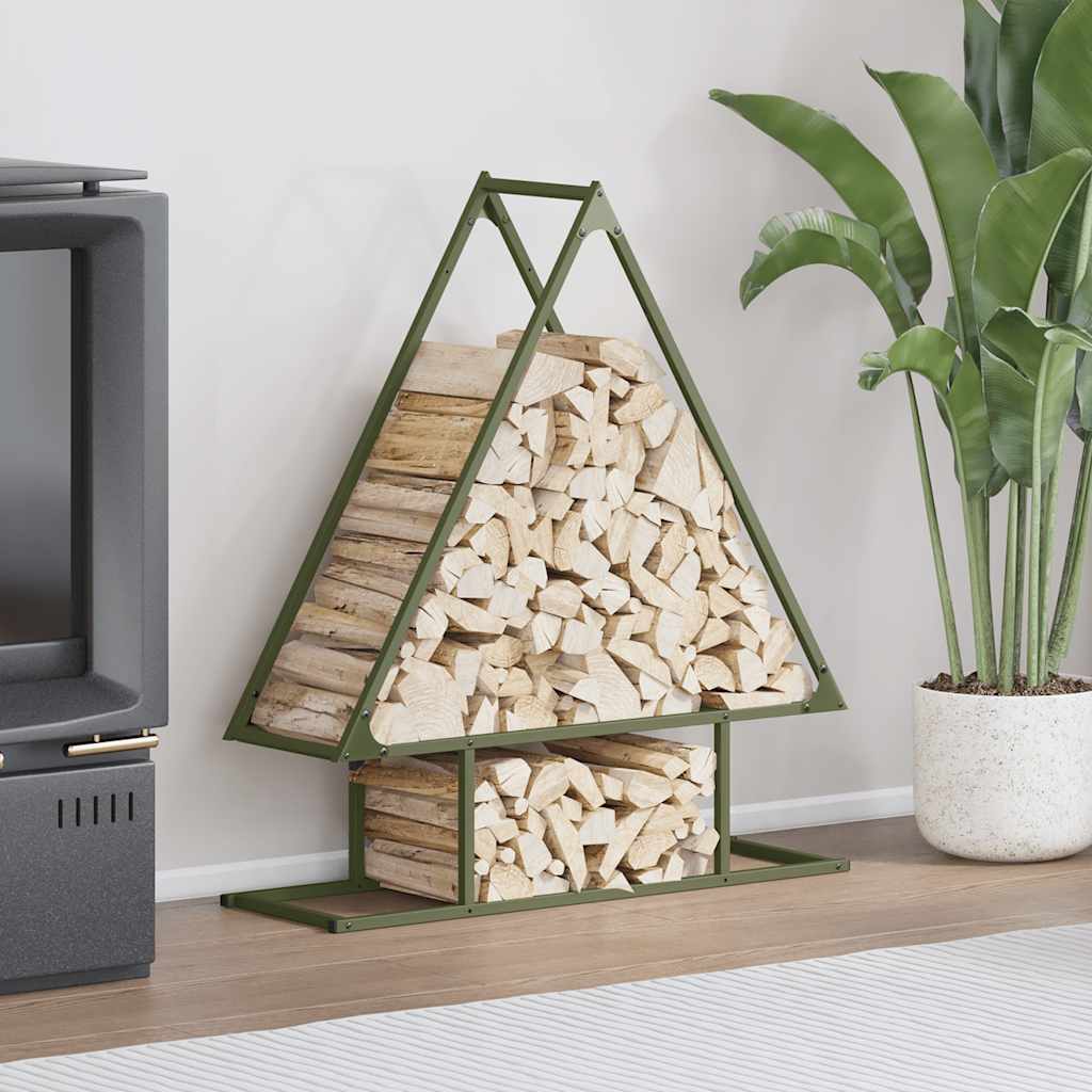 Rastrelliera per Legna da Ardere Verde Oliva 80x25x90 cm - homemem39