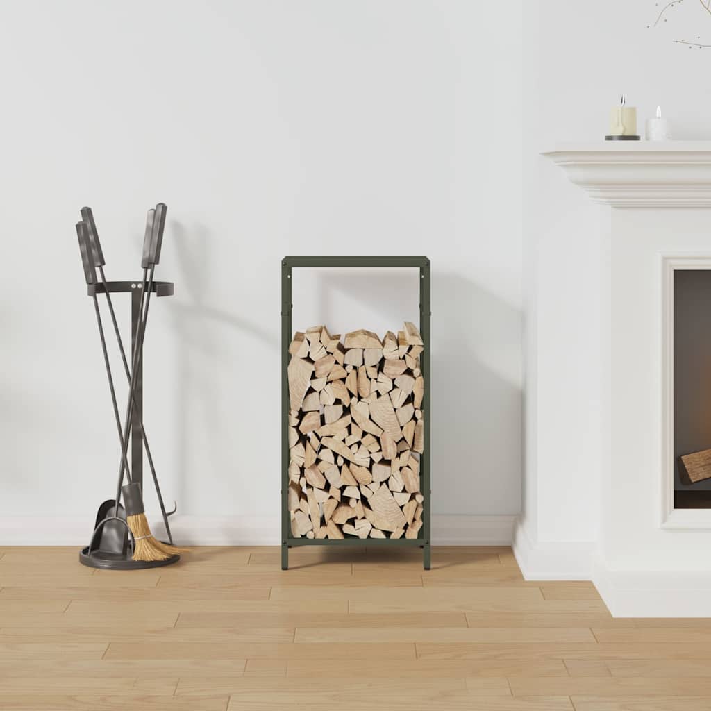 Rastrelliera per Legna da Ardere Verde Oliva 34x25x70 cm - homemem39