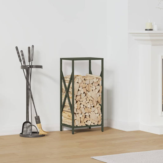 Rastrelliera per Legna da Ardere Verde Oliva 34x25x70 cm - homemem39