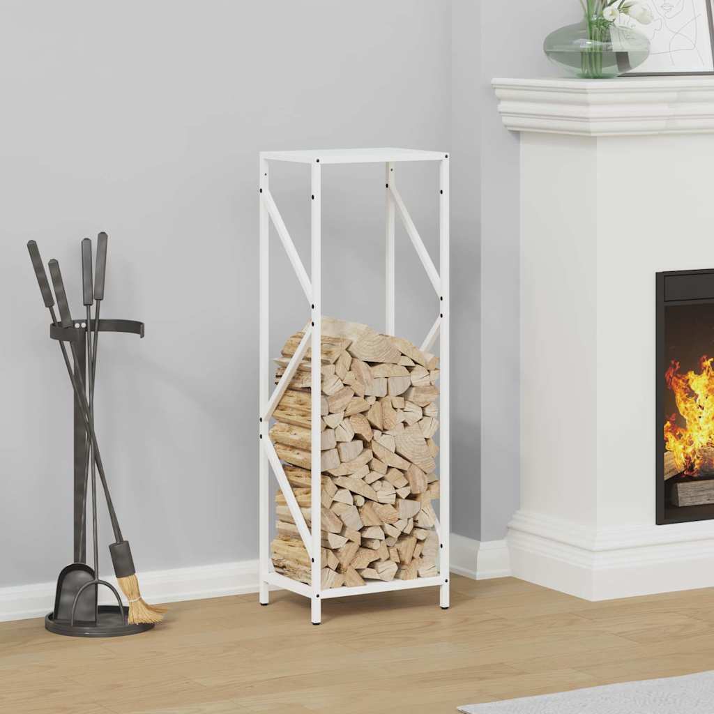 Rastrelliera per Legna da Ardere Bianca 34x25x100 cm - homemem39