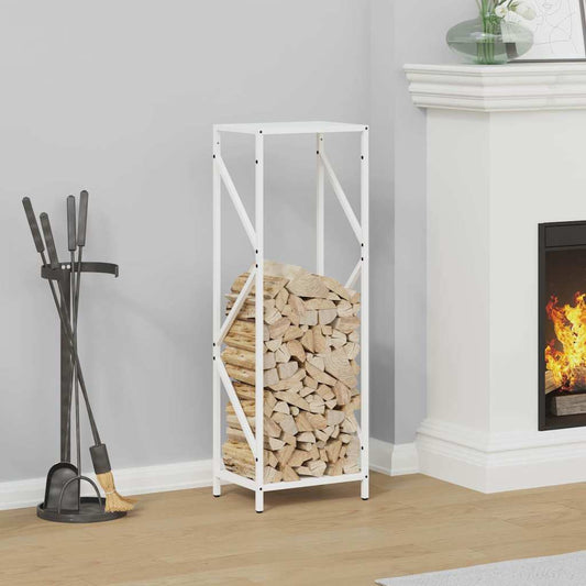 Rastrelliera per Legna da Ardere Bianca 34x25x100 cm - homemem39
