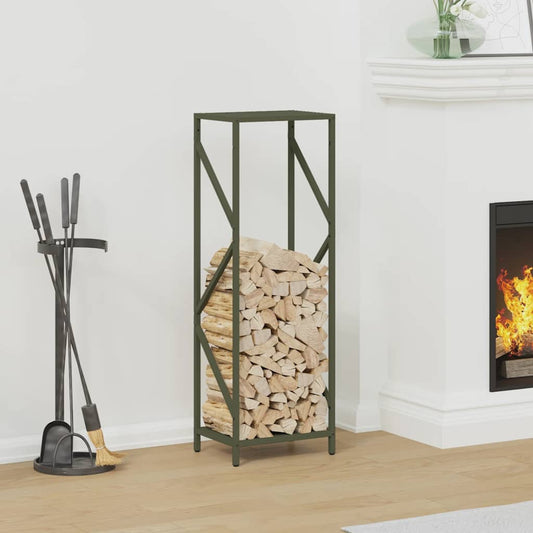 Rastrelliera per Legna da Ardere Verde Oliva 34x25x100 cm - homemem39