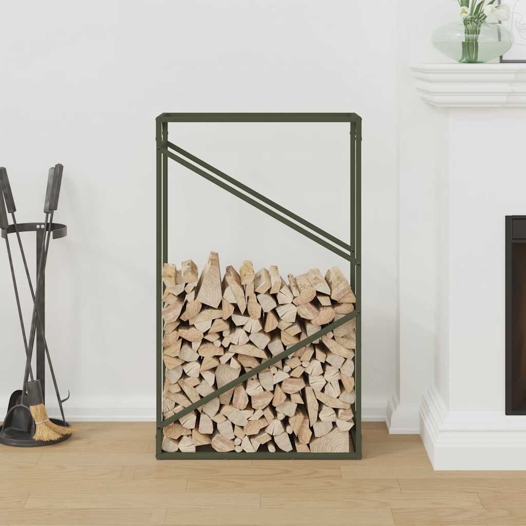 Rastrelliera per Legna da Ardere Verde Oliva 60x25x100 cm - homemem39