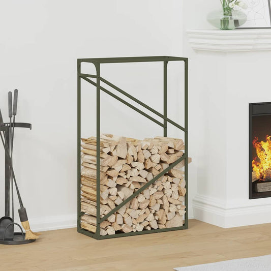 Rastrelliera per Legna da Ardere Verde Oliva 60x25x100 cm - homemem39