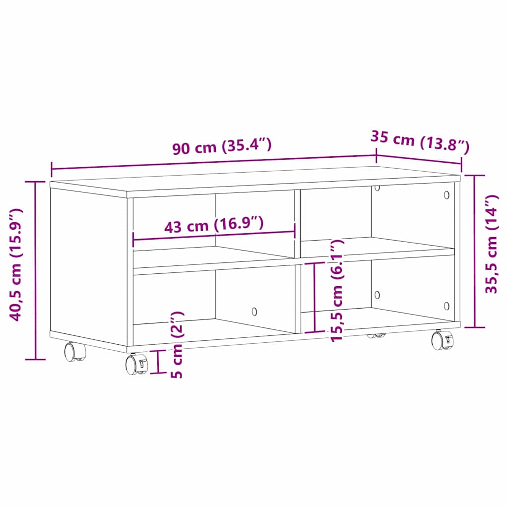 Mobile TV Marrone 90 x 35 x 40.5 cm Legno multistrato | homemem39