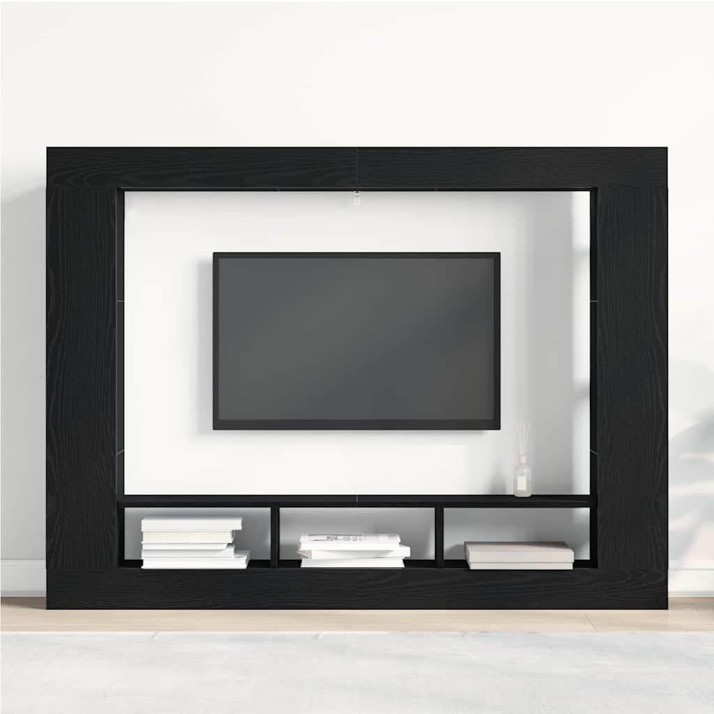 Mobile TV Rovere nero 152 x 22 x 113 cm Legno multistrato