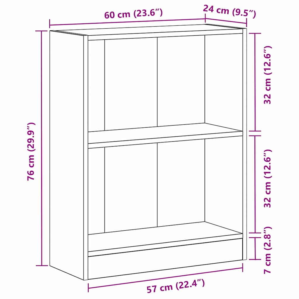 Armadio per Libri Nero 60 x 24 x 76 cm Legno multistrato