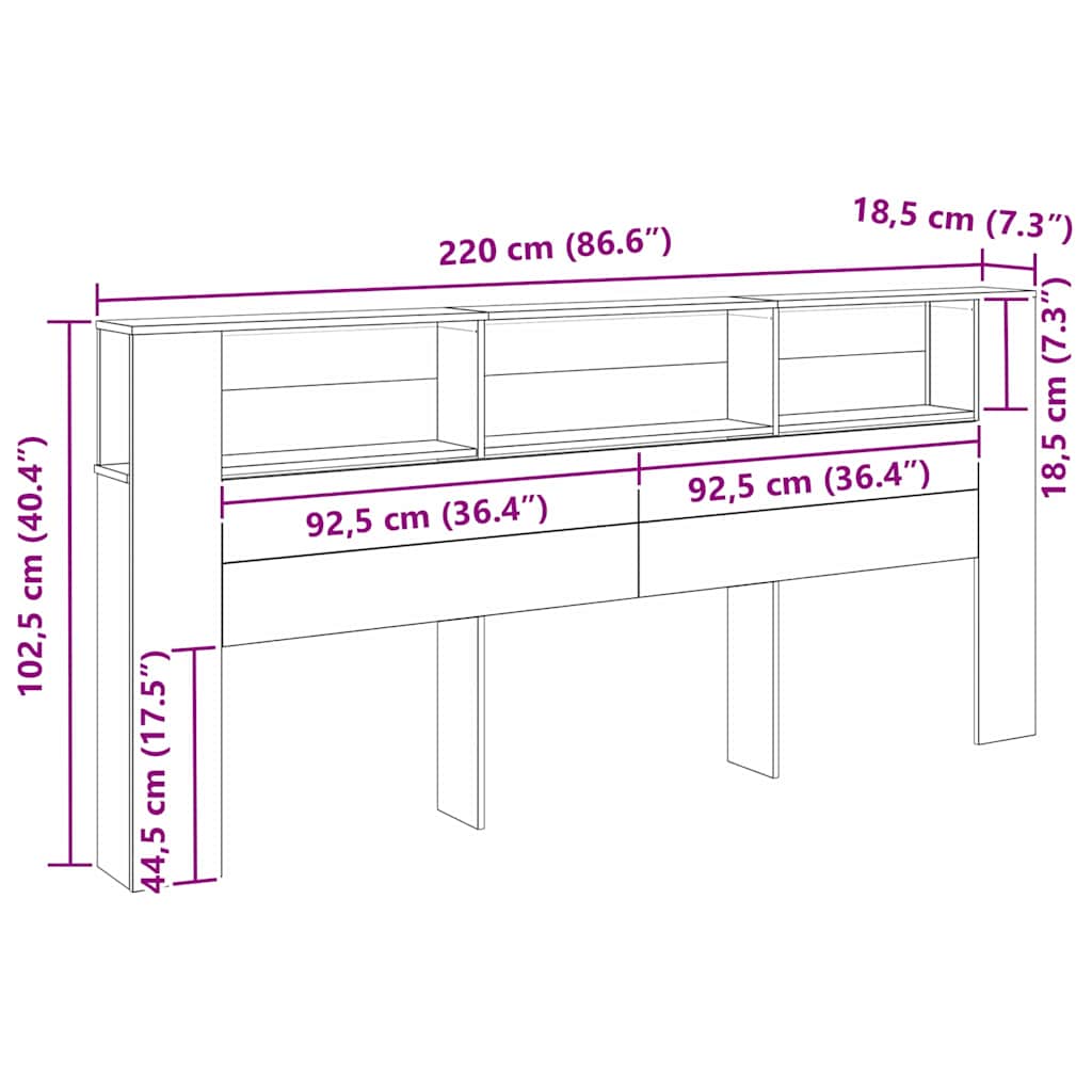 Testata del letto Rovere artigianale 220 x 18,5 x 102,5 cm