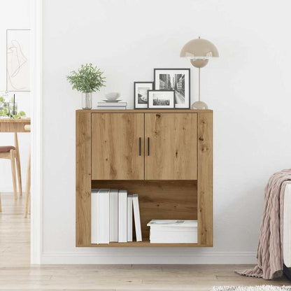 Armadietto a muro con porta rovere artigianale 80 x 33 x 80 cm