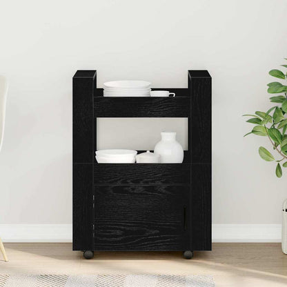 Carrello da Cucina Rovere nero 60 x 45 x 80 cm