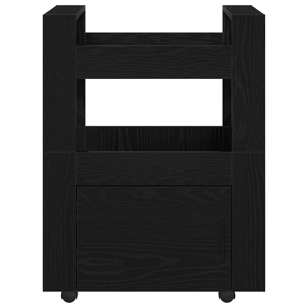 Carrello da Cucina Rovere nero 60 x 45 x 80 cm