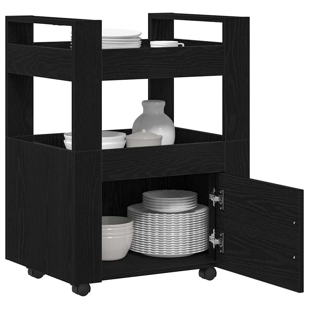 Carrello da Cucina Rovere nero 60 x 45 x 80 cm
