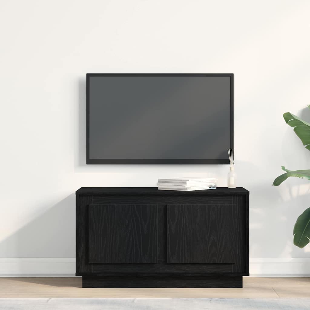 Mobile TV Rovere nero 80 x 35 x 45 cm Legno multistrato