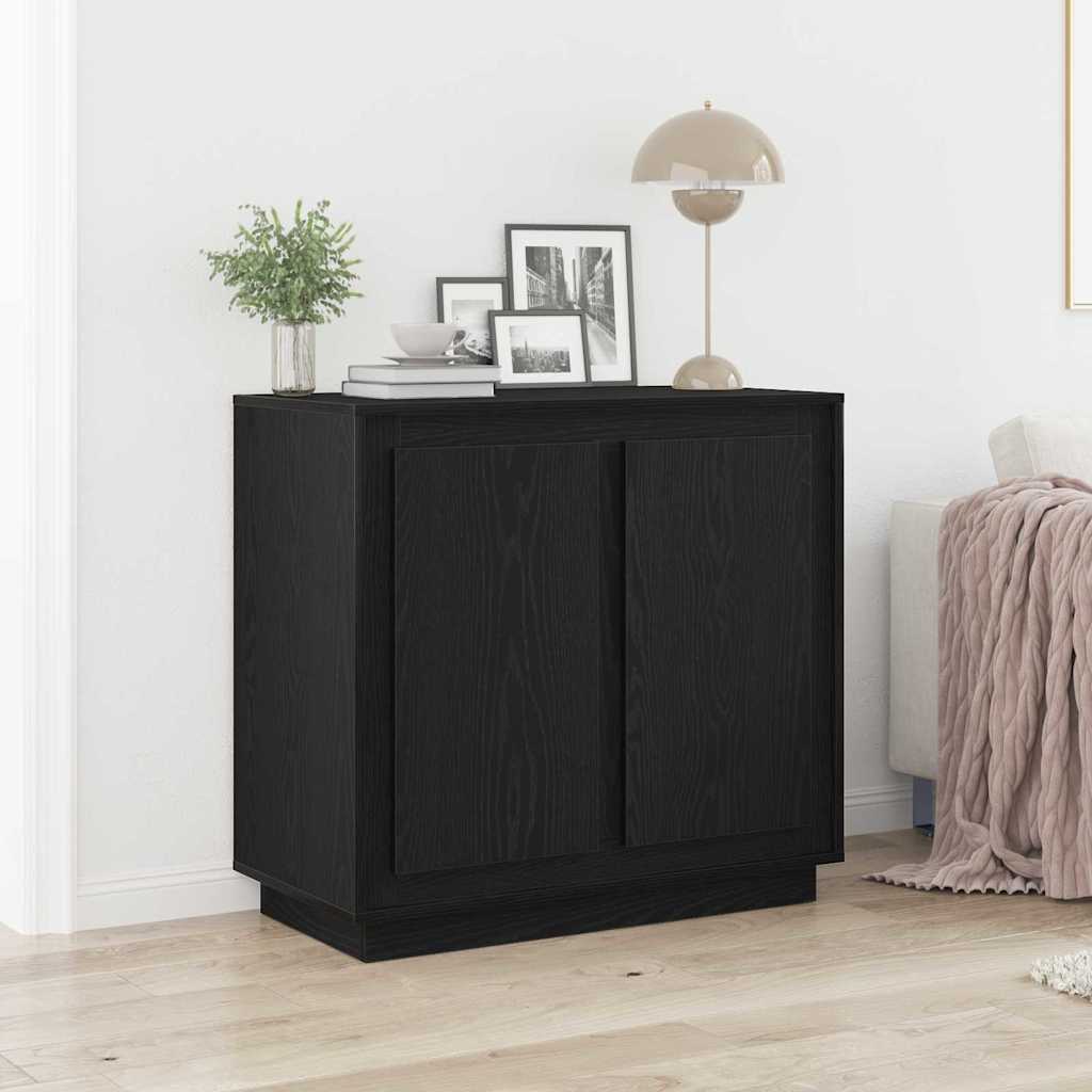 Buffet moderno Rovere nero 80 x 34 x 75 cm Legno multistrato
