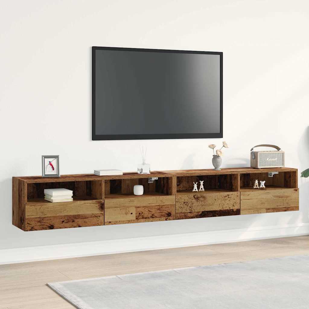 Mobile TV da parete 2 pcs Legno vecchio 100x30x30cm
