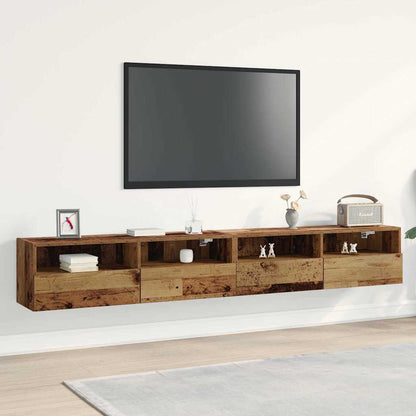 Mobile TV da parete 2 pcs Legno vecchio 100x30x30cm