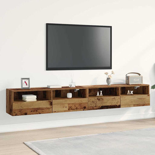 Mobile TV da parete 2 pcs Legno vecchio 100x30x30cm