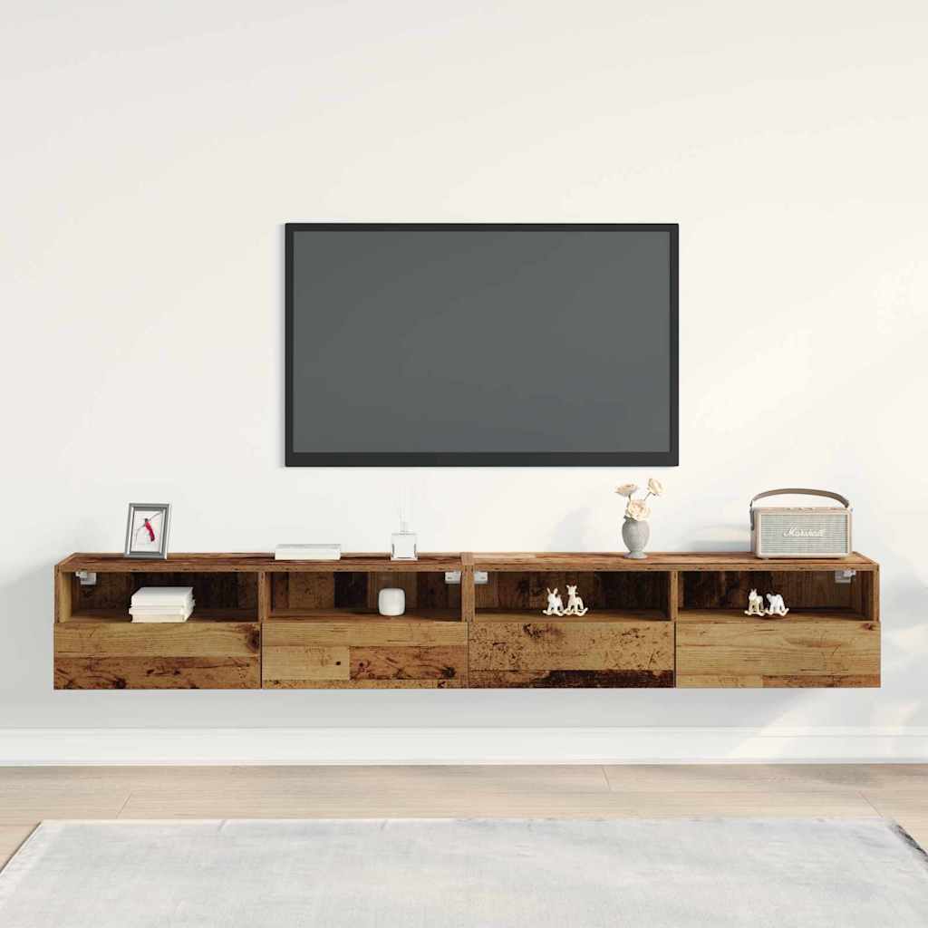 Mobile TV da parete 2 pcs Legno vecchio 100x30x30cm