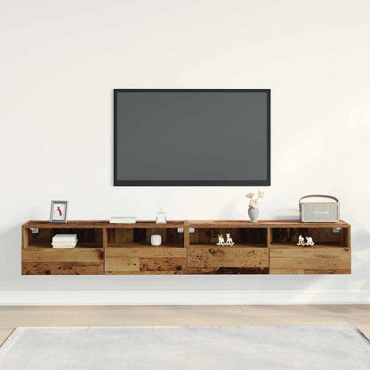 Mobile TV da parete 2 pcs Legno vecchio 100x30x30cm