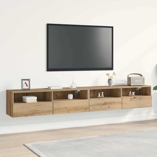 Mobile TV da parete 2 pcs rovere artigianale 100x30x30cm