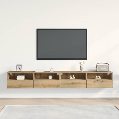 Mobile TV da parete 2 pcs rovere artigianale 100x30x30cm