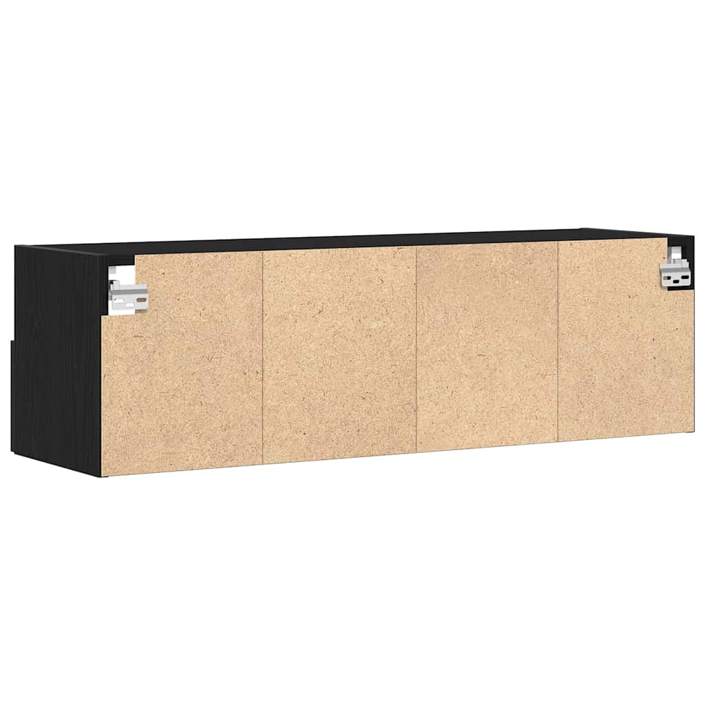 Mobile TV da parete 2 pcs Rovere nero 100 x 30 x 30 cm