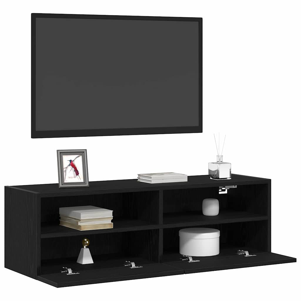 Mobile TV da parete 2 pcs Rovere nero 100 x 30 x 30 cm