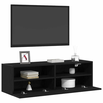 Mobile TV da parete 2 pcs Rovere nero 100 x 30 x 30 cm