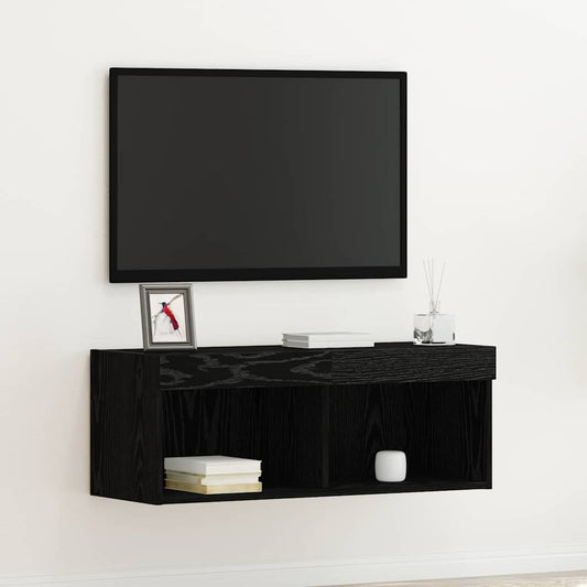 Set mobile TV Rovere Nero 80 x 30 x 30 cm Legno multistrato