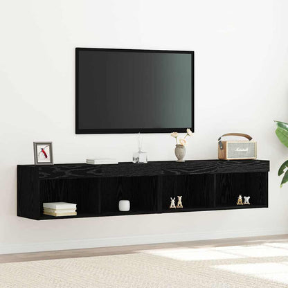 Mobile TV 2 pcs Rovere nero 80 x 30 x 30 cm Legno multistrato
