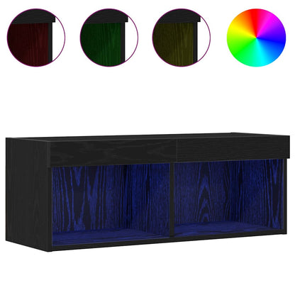 Mobile TV 2 pcs Rovere nero 80 x 30 x 30 cm Legno multistrato