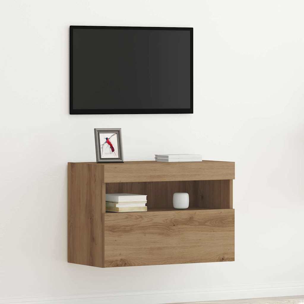 Mobile TV da parete rovere artigianale 60 x 30 x 40 cm