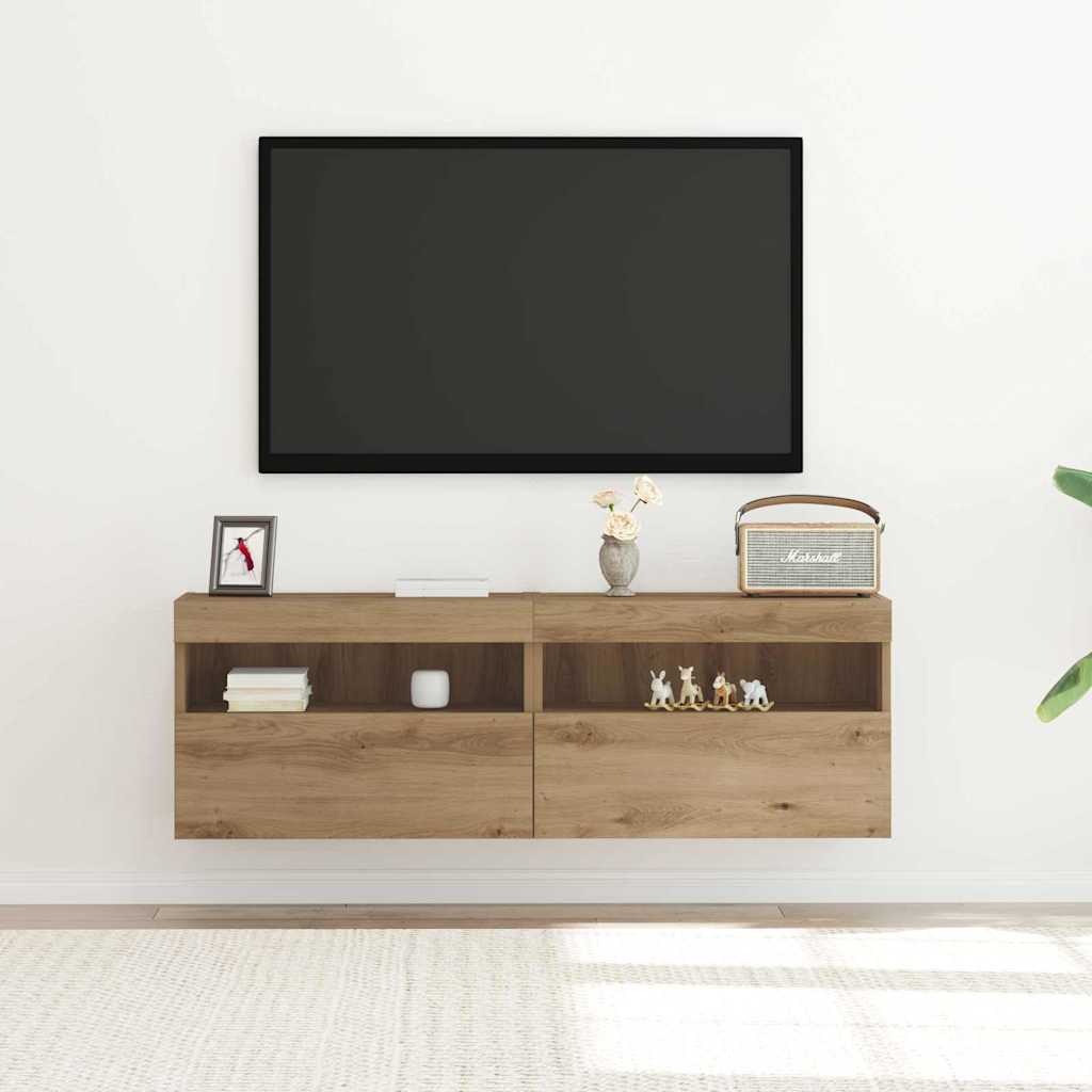 Mobile TV da parete rovere artigianale 60 x 30 x 40 cm