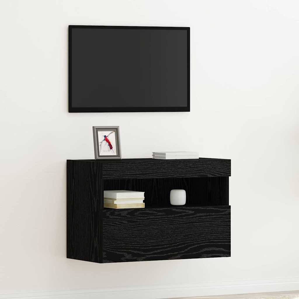 Mobile TV da parete Rovere nero 60 x 30 x 40 cm