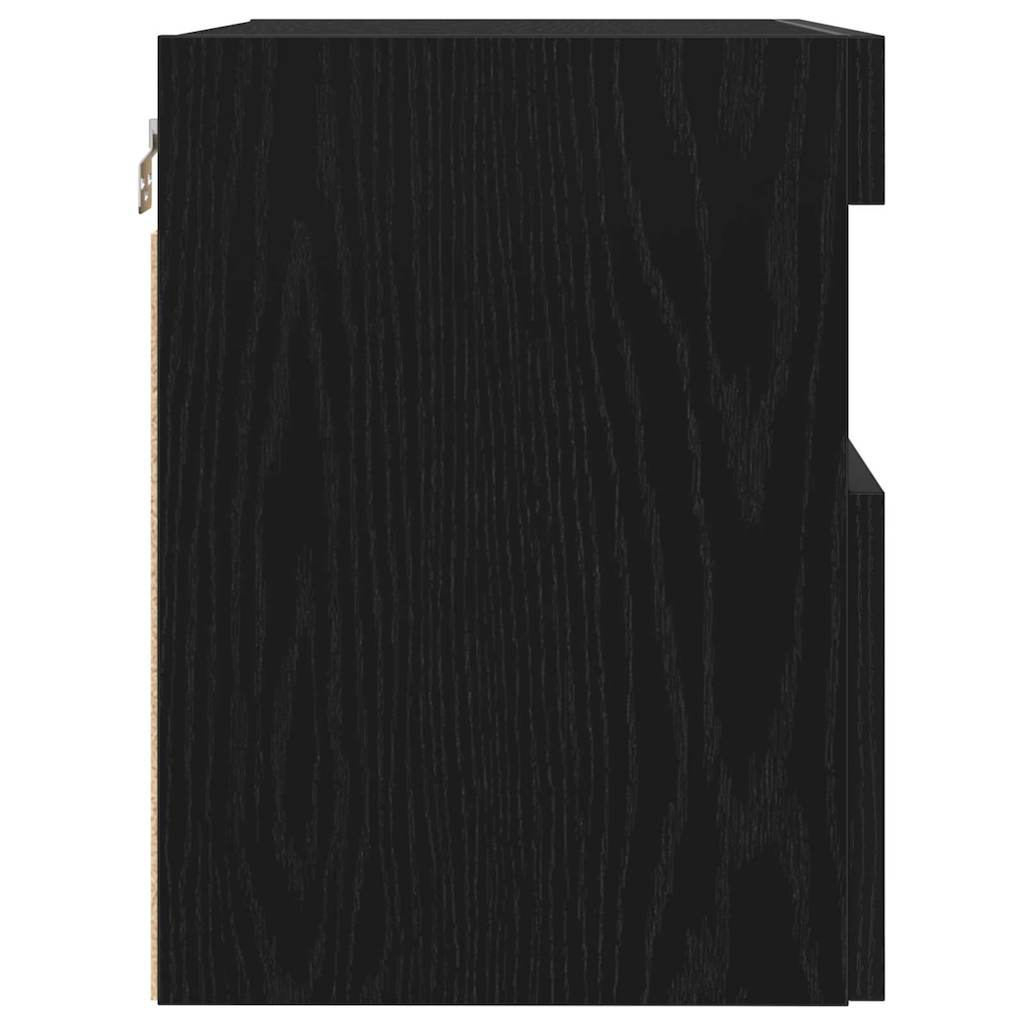 Mobile TV da parete con LED Rovere nero 60 x 30 x 40 cm | homemem39