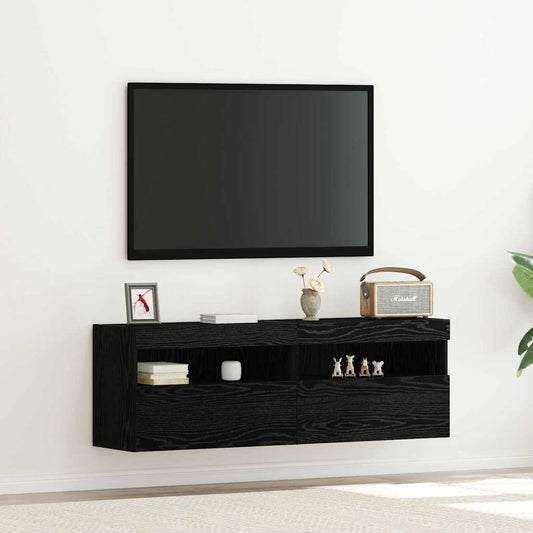 Mobile TV da parete Rovere nero 60 x 30 x 40 cm