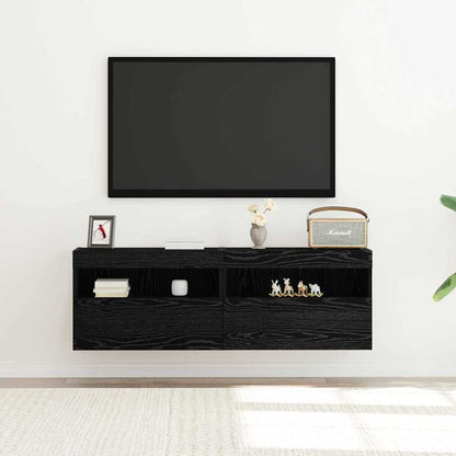Mobile TV da parete Rovere nero 60 x 30 x 40 cm