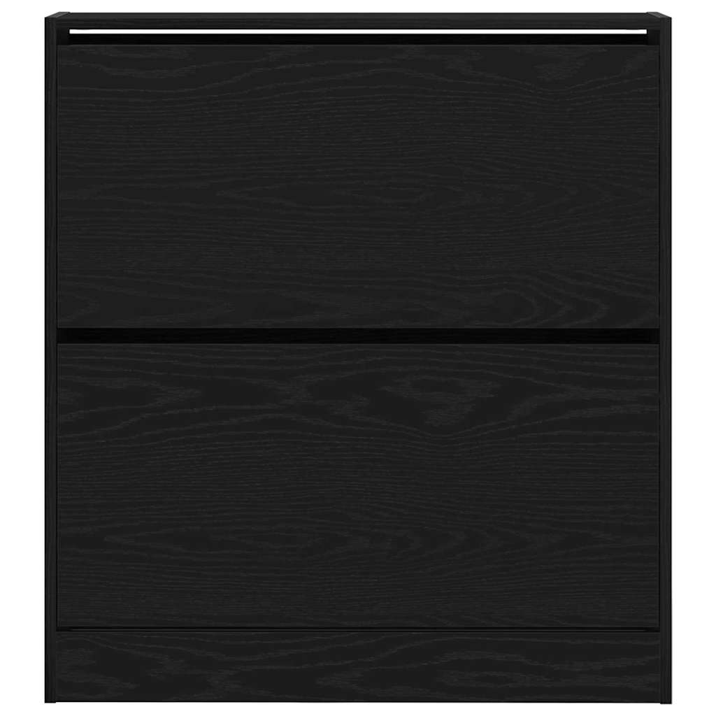 Armadio per Scarpe con porta Rovere nero 80 x 21 x 87.5 cm