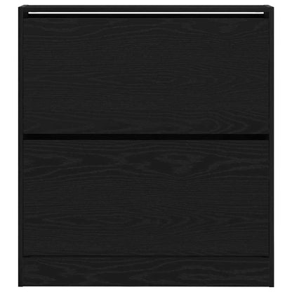 Armadio per Scarpe con porta Rovere nero 80 x 21 x 87.5 cm