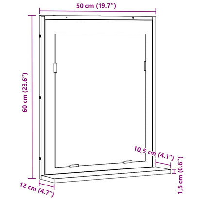Specchio con lo scaffale Legno vecchio 50 x 12 x 60 cm