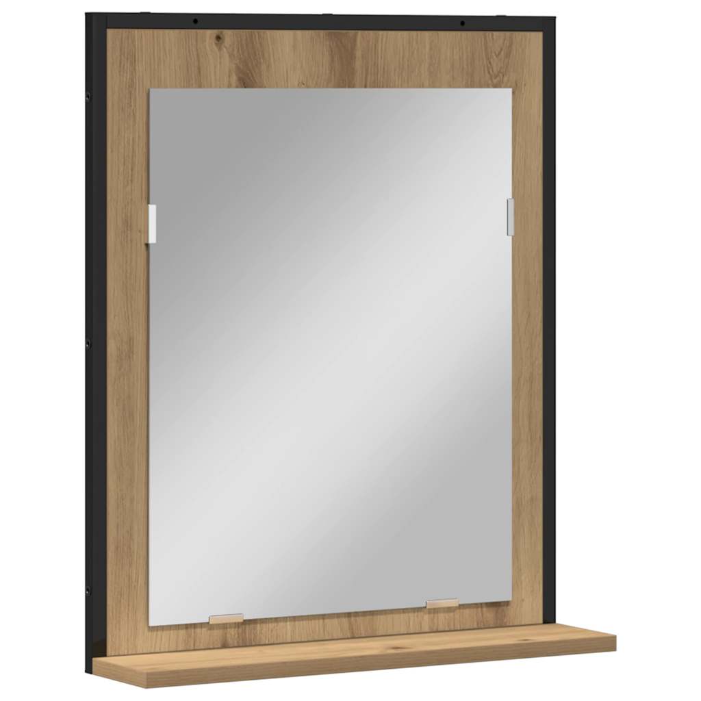 Specchio con lo scaffale rovere artigianale 50 x 12 x 60 cm | homemem39