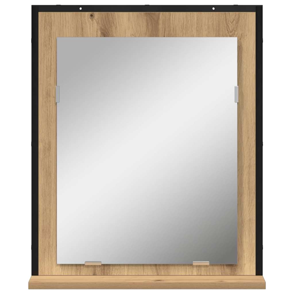 Specchio con lo scaffale rovere artigianale 50 x 12 x 60 cm | homemem39