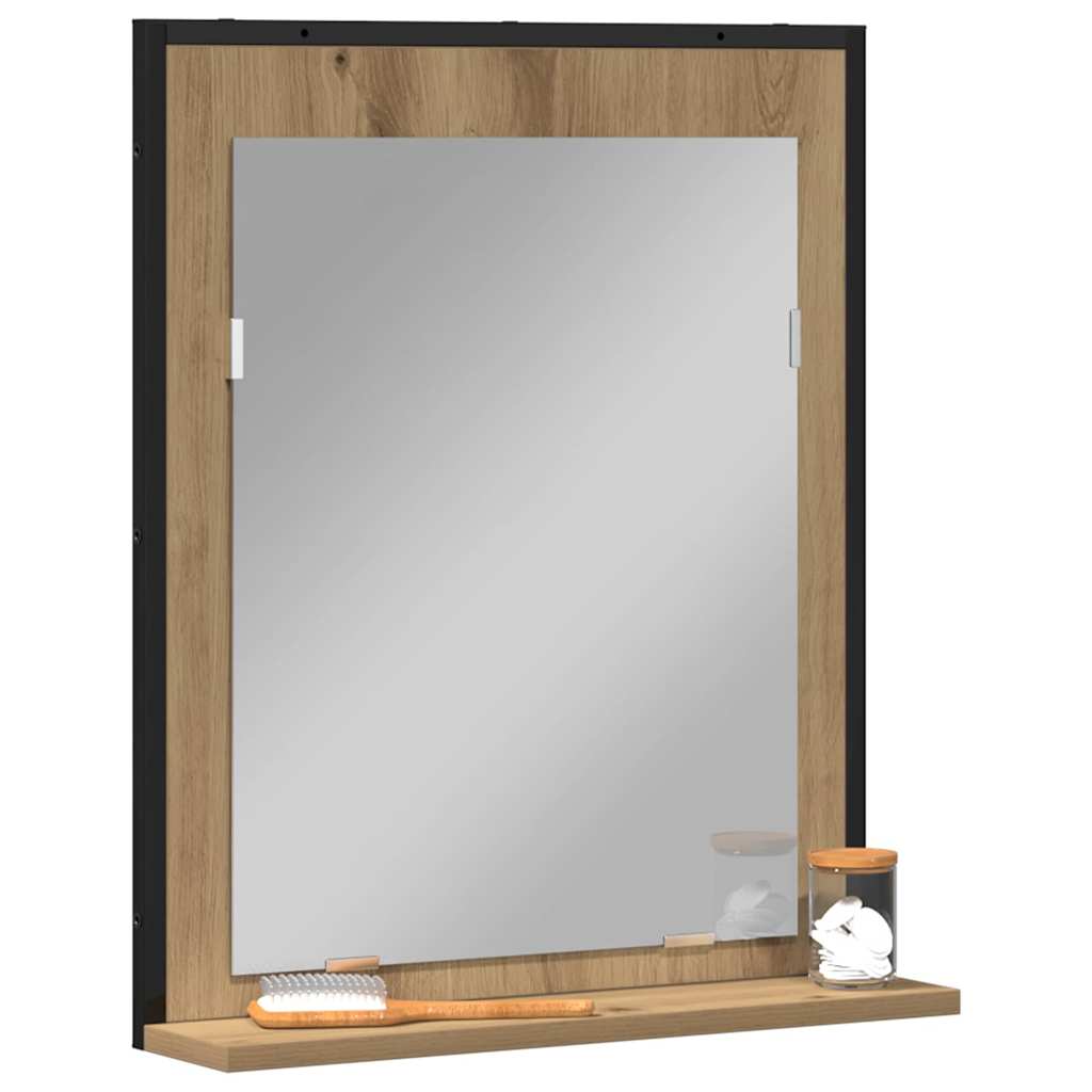 Specchio con lo scaffale rovere artigianale 50 x 12 x 60 cm | homemem39